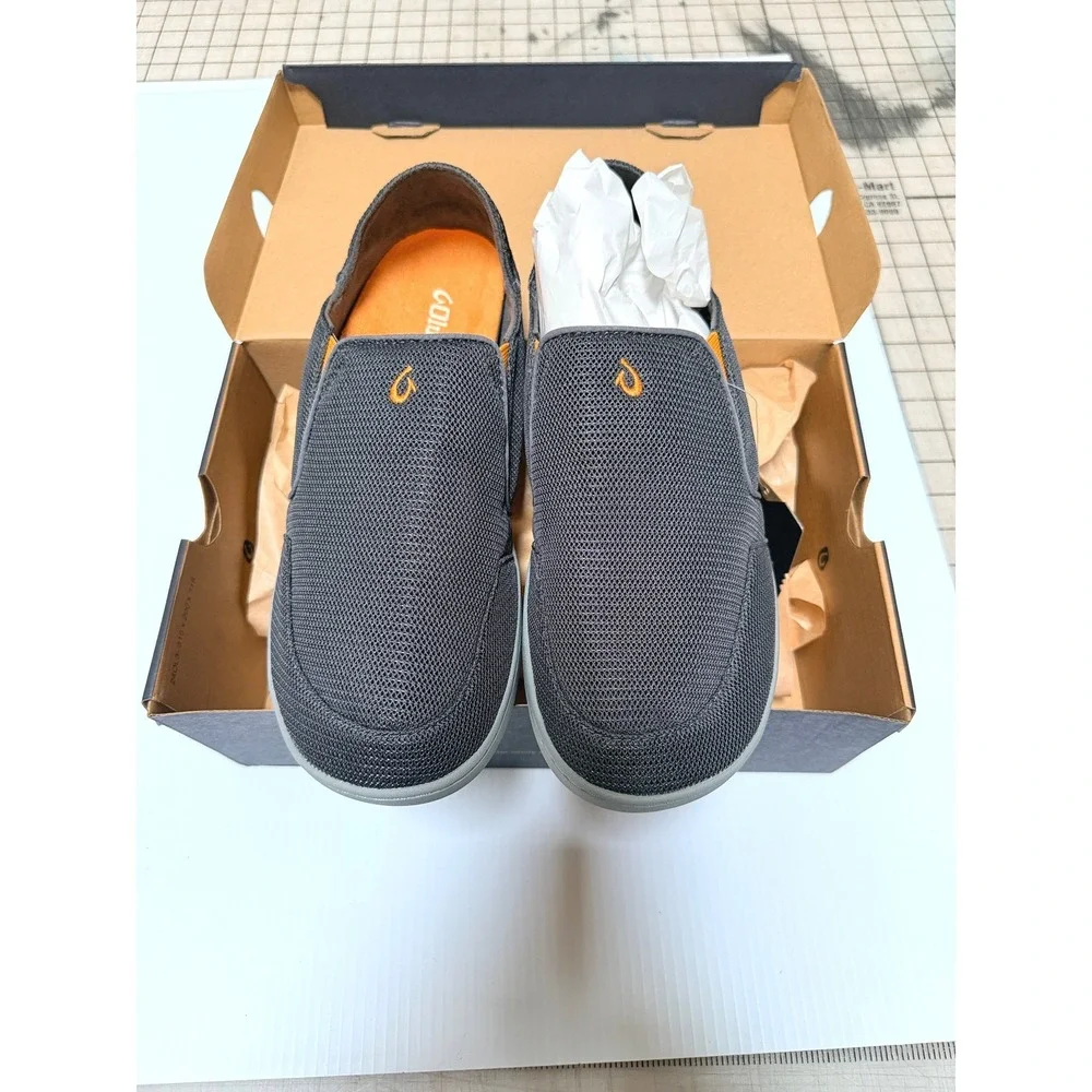 OluKai Nohea Mesh Mens Size 10 Dark Shadow Gray New Slip On Loafers 10188-4242
